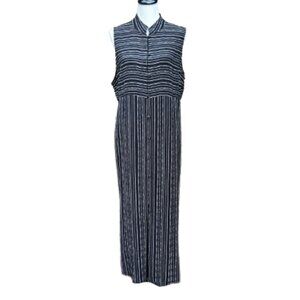 CLC Black Striped Button-Up Maxi Dress NWT Sleeveless Mandarin Collar